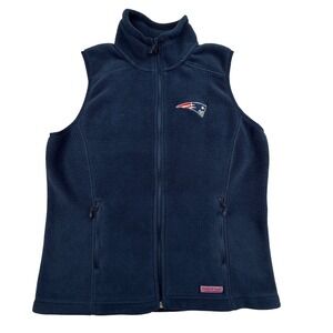 Vineyard Vines Womens Fleece Vest Navy Blue New England Patriots Logo Sz S NFL